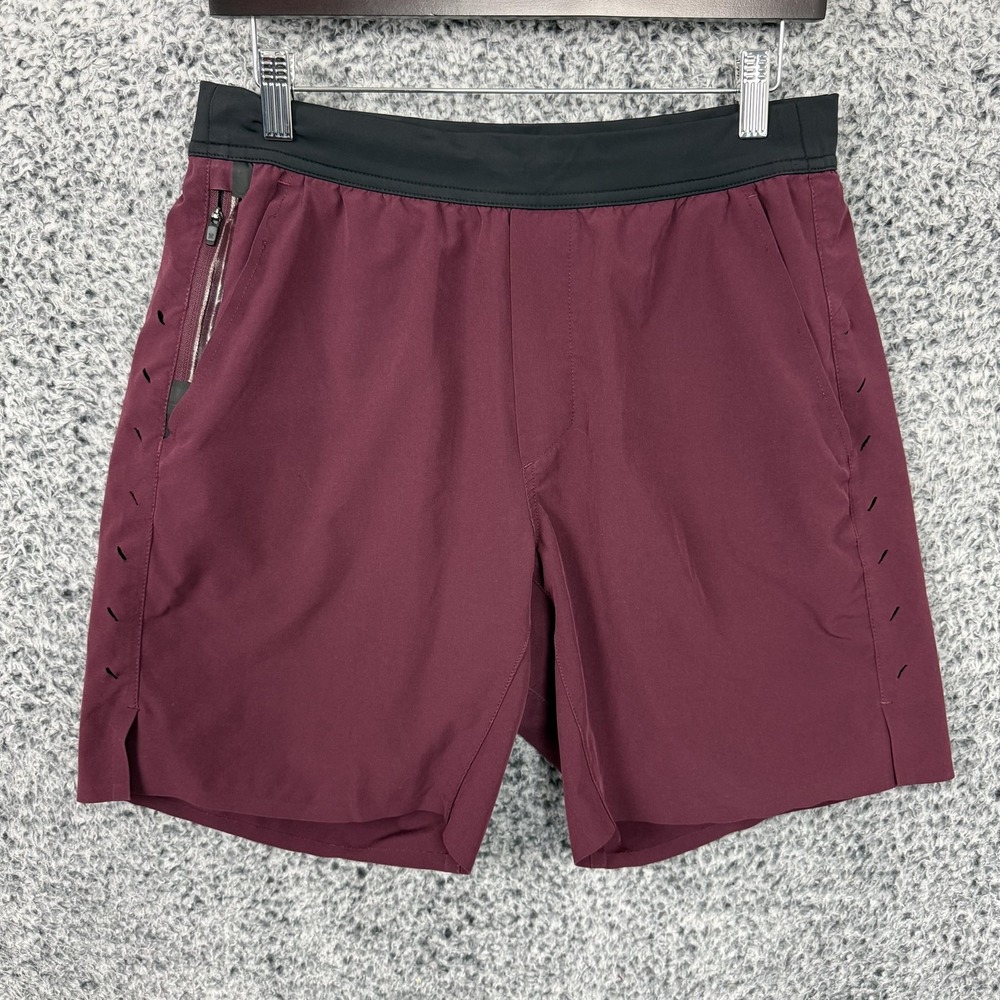 Ten Thousand Interval Shorts Mens 33 Red Lined 7" Inseam Zip Pocket Running Gym
